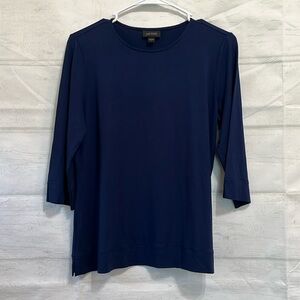 J. Jill Wearever Collection 3/4 Sleeve Navy Blue Casual Basic Top Size S